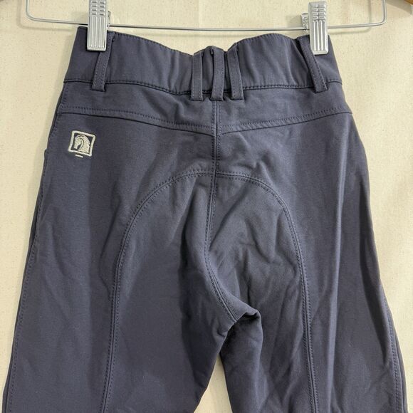 Romfh Breeches Pants Youth Girls 10 Navy Blue Suede Knee Patch Equestrian Riding - Picture 8 of 9